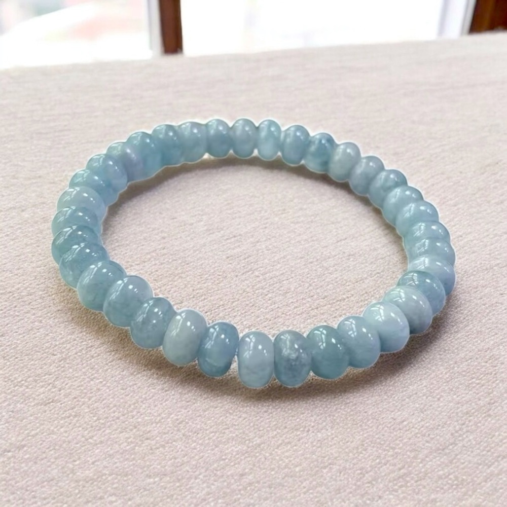 Natural Blue Angelite Handcrafted Abacus Bracelet